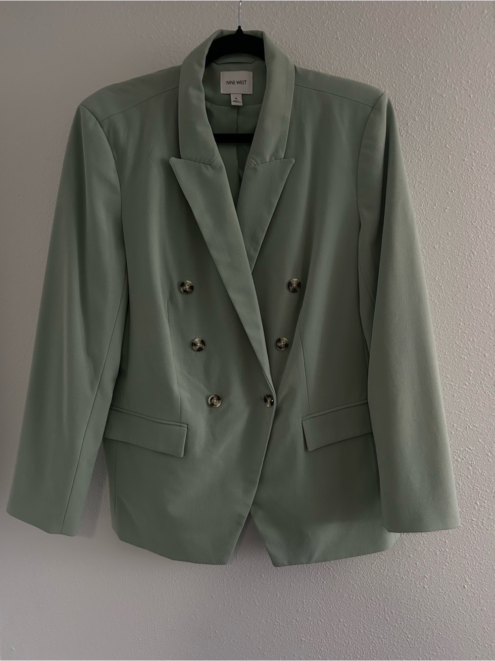 Nine West Sage Green Double-Breasted Blazer